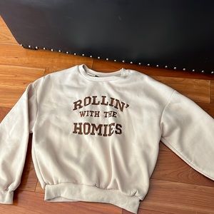 “Rollin’ with the homies” cropped sweatshirt